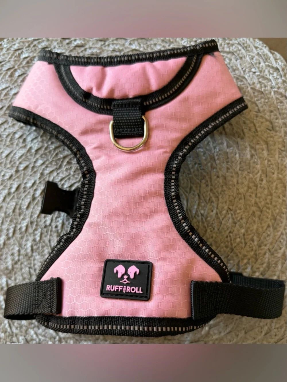 Pink Dog Harness with Black Trim